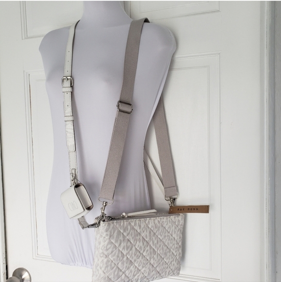 Rae Dunn Quilted Nylon Double Zip Crossbody Shoulder Bag Lightweight Design - Picture 2 of 13